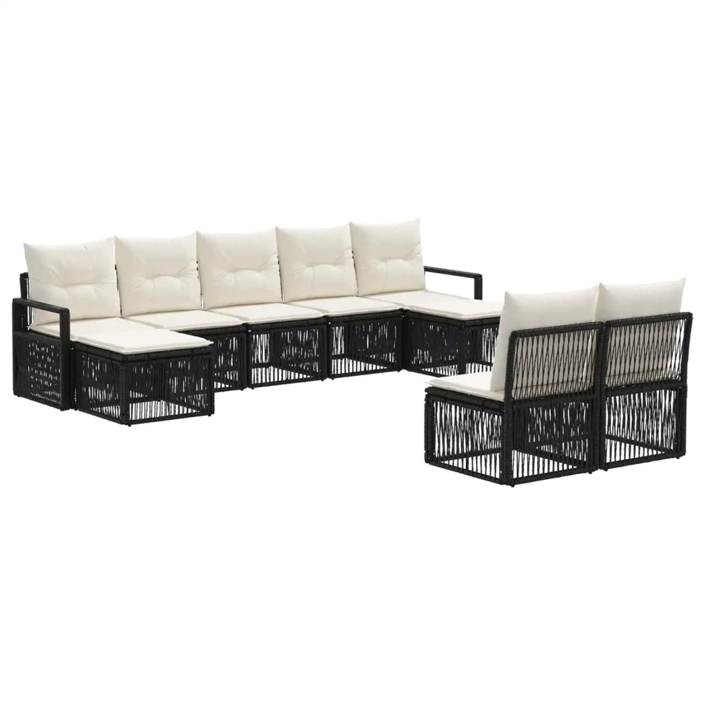 Set Divano da Giardino 9 pz Nero polyrattan 3435826