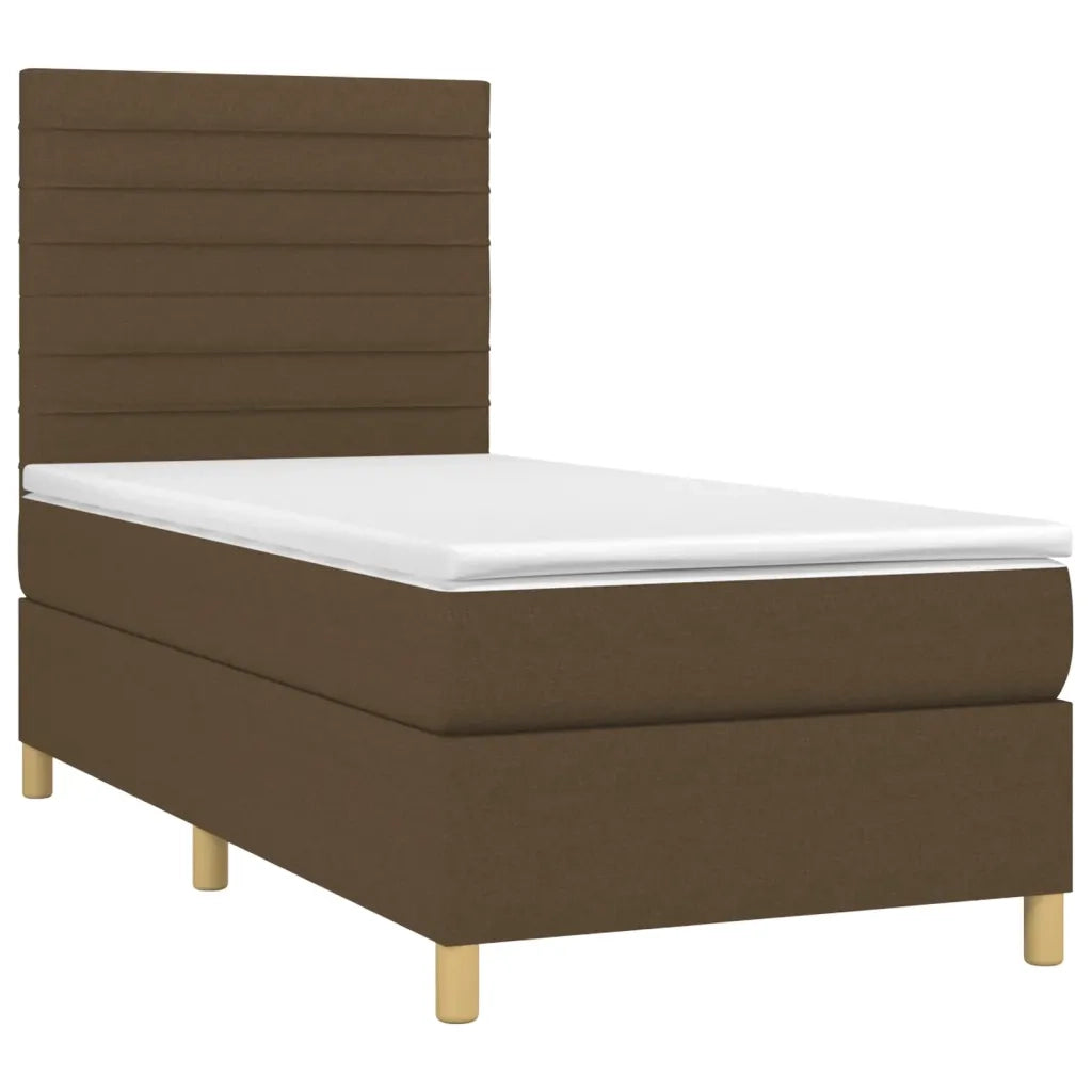 Giroletto a Molle con Materasso Marrone Scuro 80x200 cm Tessuto 3142372