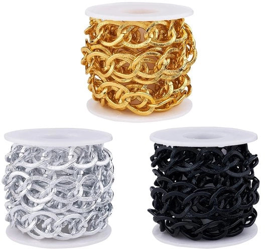 Catena di Alluminio a Sbarre per Cinturazione - Lunghezza 19,6 Metri - Catene di Cavo Metallico Senza Fili - 3 Varie Colorazioni - Utilizzo Decorativo
