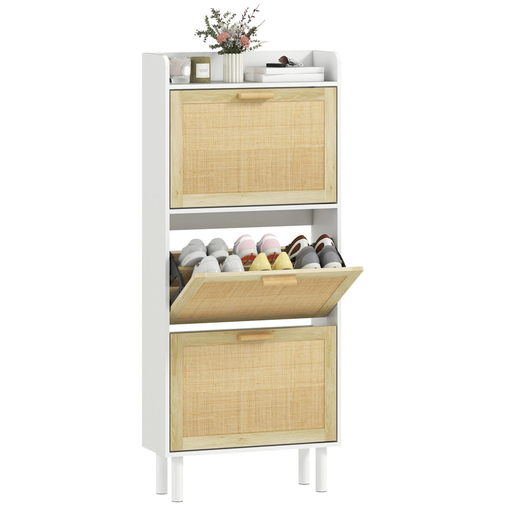 Scarpiera 3 Ante ¨C Xylo ¨C Bianco Effetto Resina Intrecciata 65x24,5x153 cm