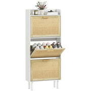 Scarpiera 3 Ante ¨C Xylo ¨C Bianco Effetto Resina Intrecciata 65x24,5x153 cm
