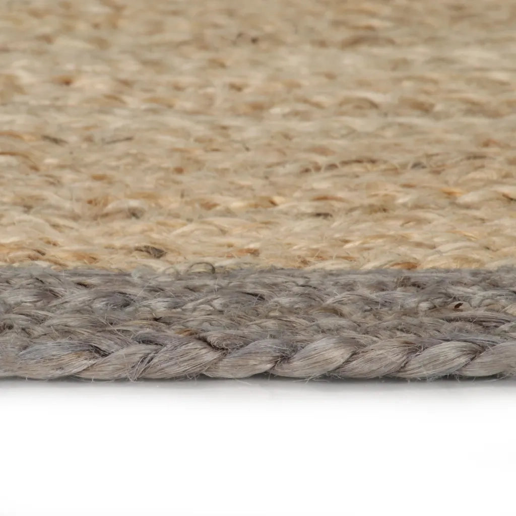 Tappeto Lavorato a Mano in Juta con Bordo Grigio 120 cm 133675