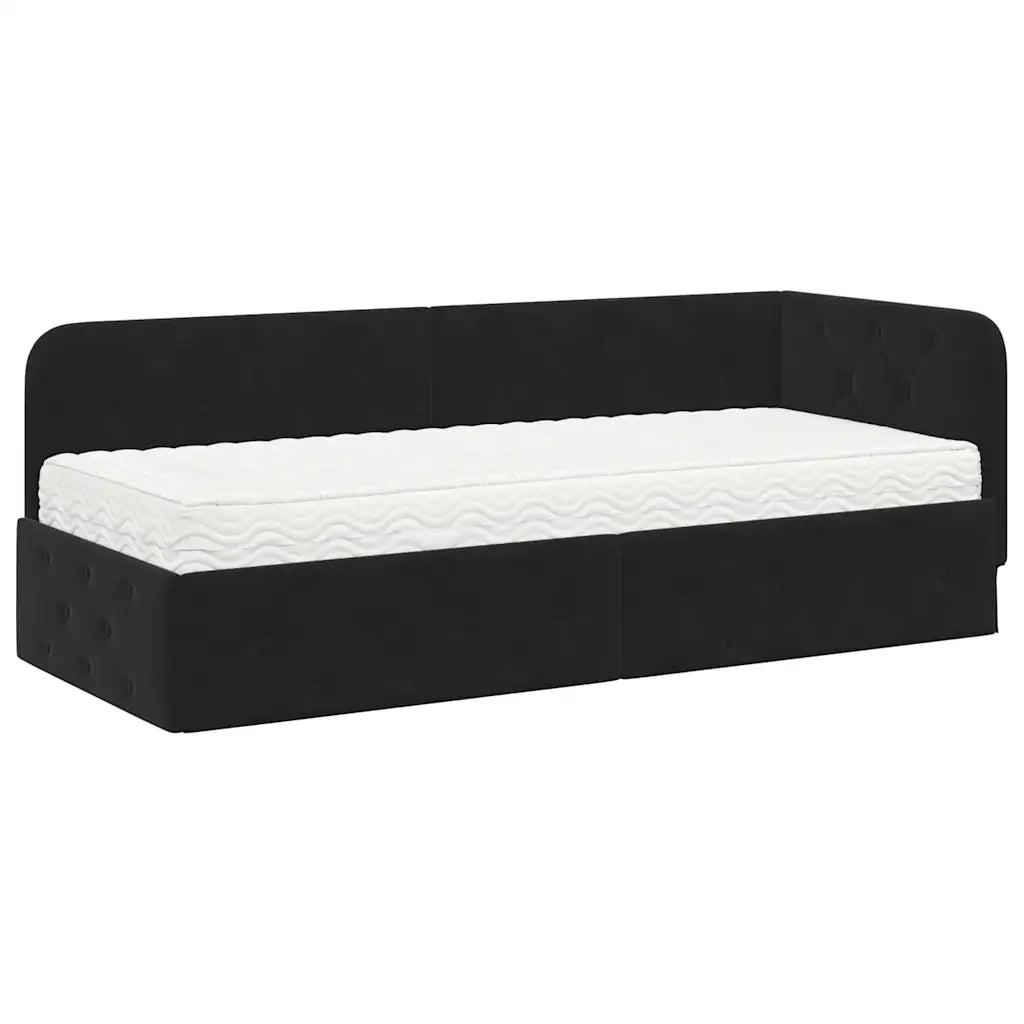 Cornice del letto ad angolo Nero 80 x 200 cm Velluto