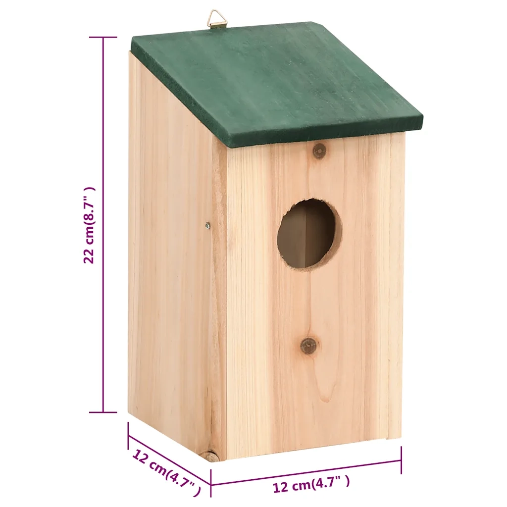 Casette per Uccelli 10 pz in Legno Massello di Abete 12x12x22cm CFW2612038