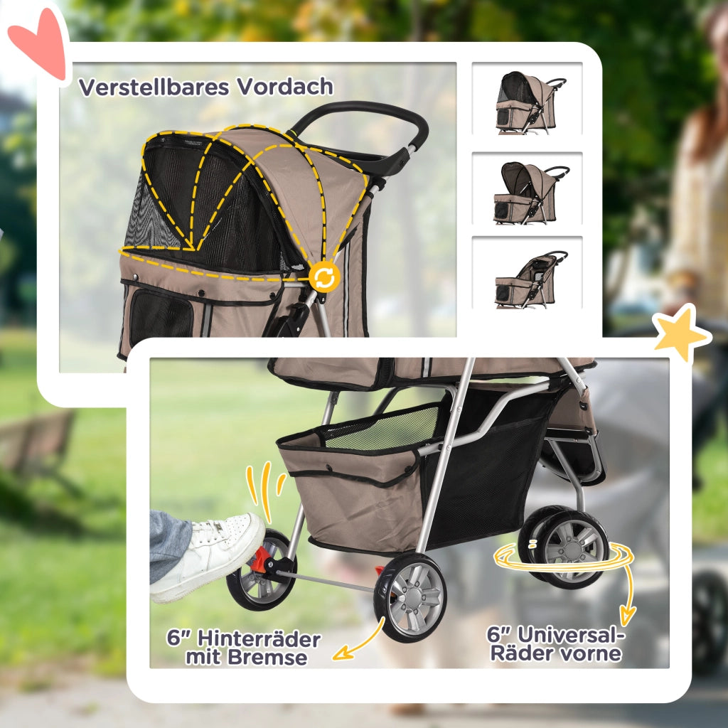 Carrello pieghevole per cani e gatti ¨C Minimal ¨C con cuscino, rete e tasche