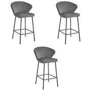 Sgabello Valora GATTA in velluto grigio scuro con gambe nere x3
