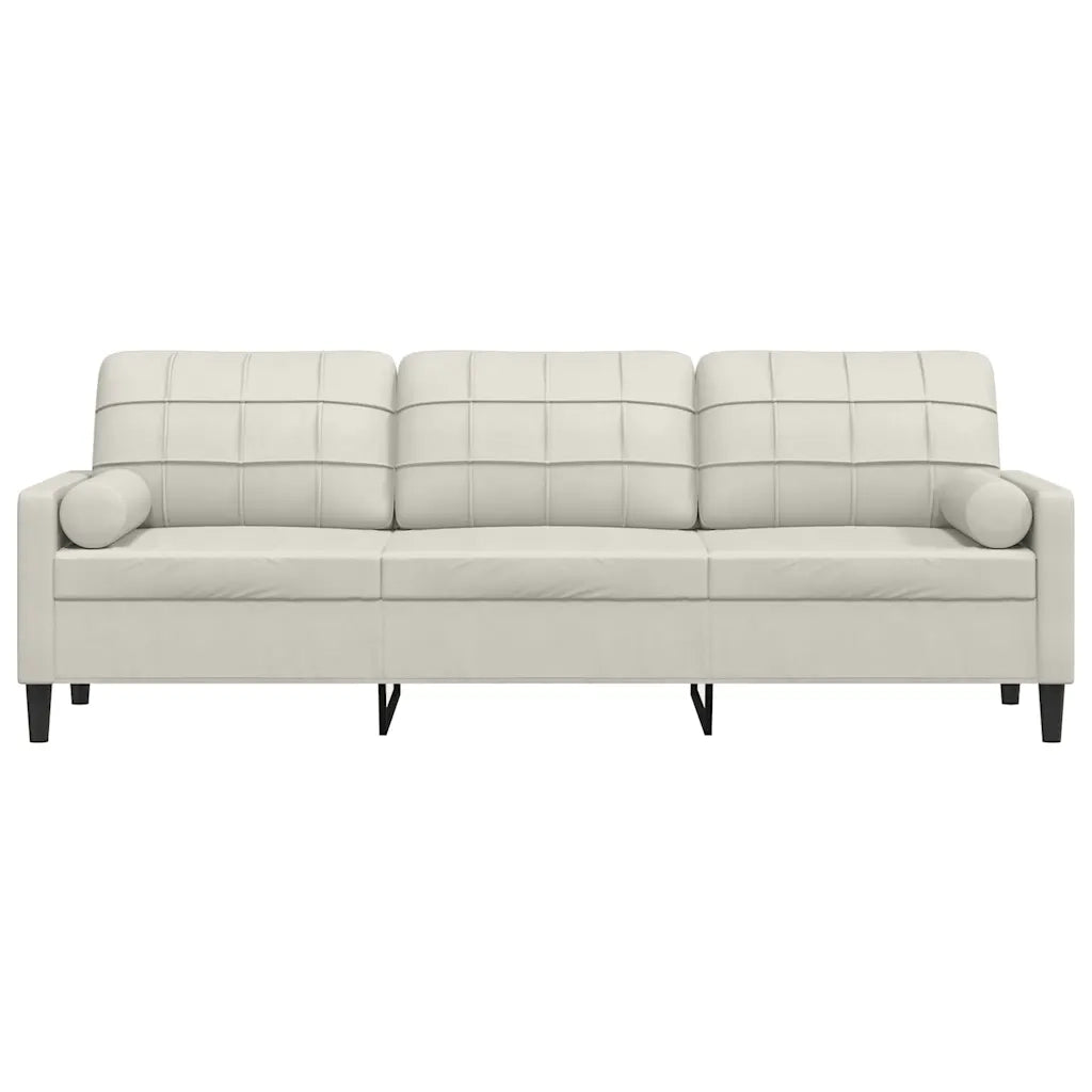 Divano a 3 Posti con Cuscini Crema 210 cm in Velluto 3278247