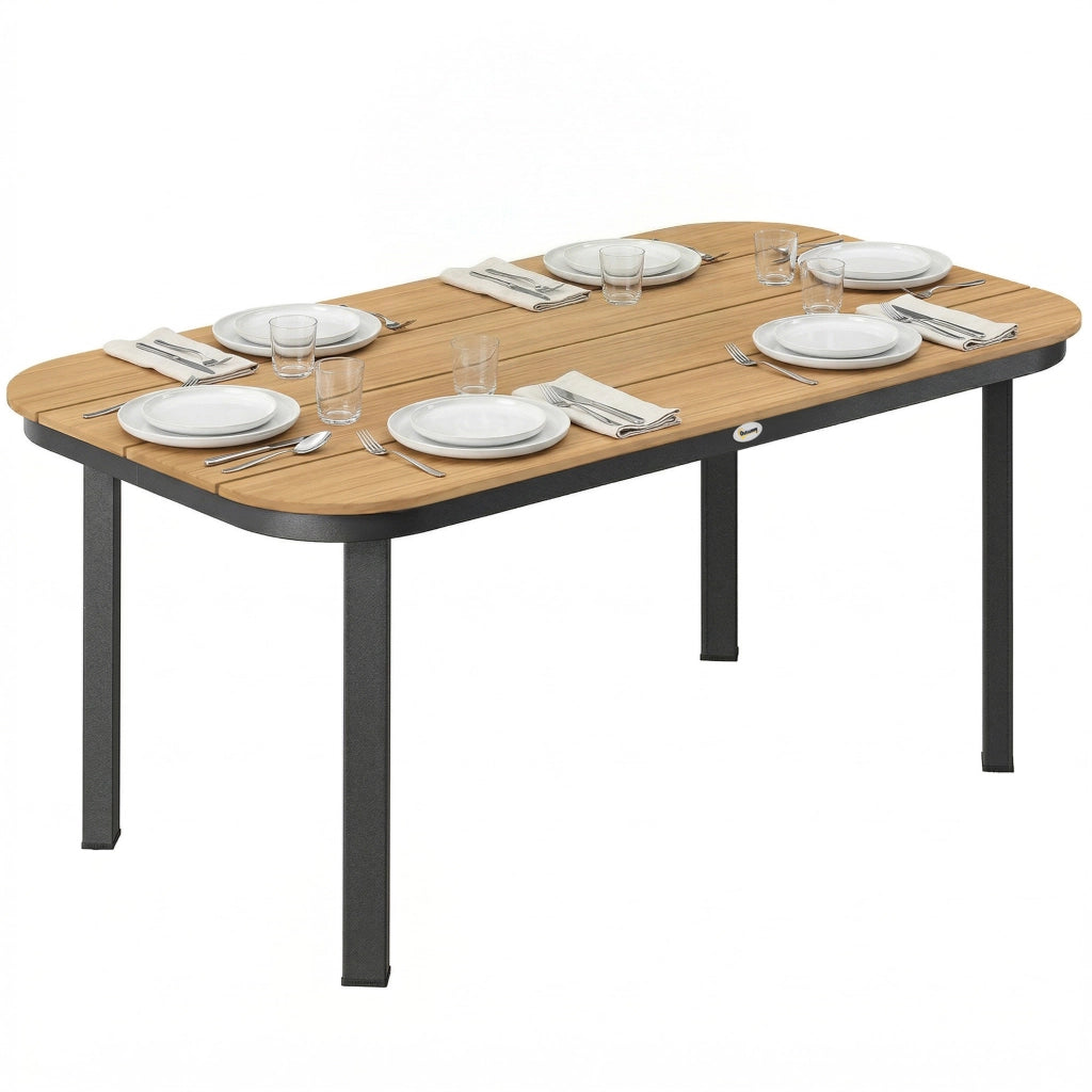 Tavolo da Giardino Rettangolare per 4-6 Persone ¨C Minimal ¨C Legno WPC Naturale 155x88x72cm