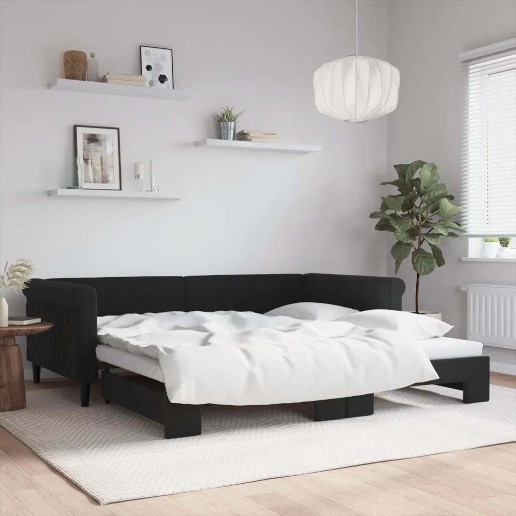 Divano letto | Sof¨¤ letto | Letto singolo Estraibile Nero 100x200 cm in Velluto