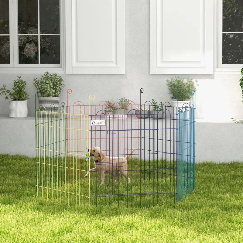 Recinto per esterni, spazio per cuccioli, design modulare, chiudibile a chiave, in metallo, ?120x60H cm, multicolore