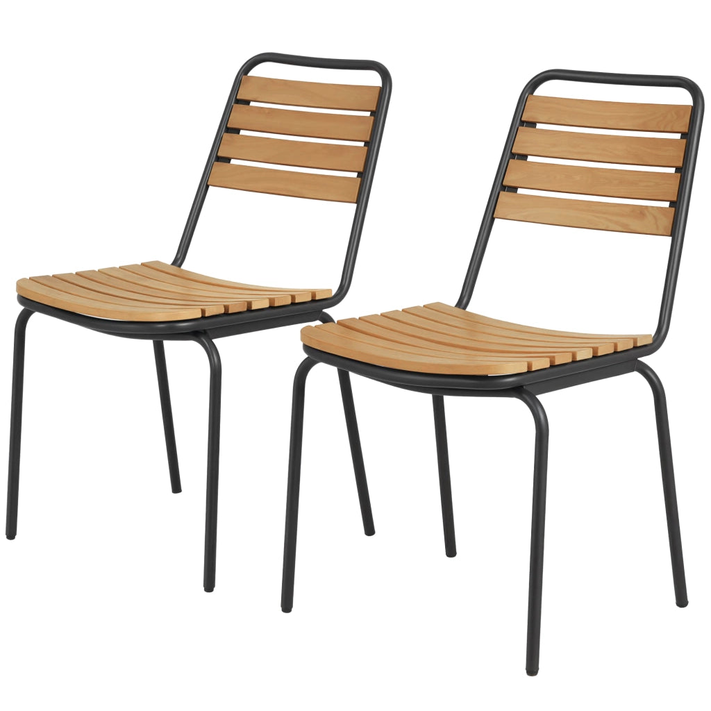 Sedie da Giardino Impilabili ¨C zephmum ¨C Legno Massiccio, Acciaio, Naturale, 61x47x81 cm
