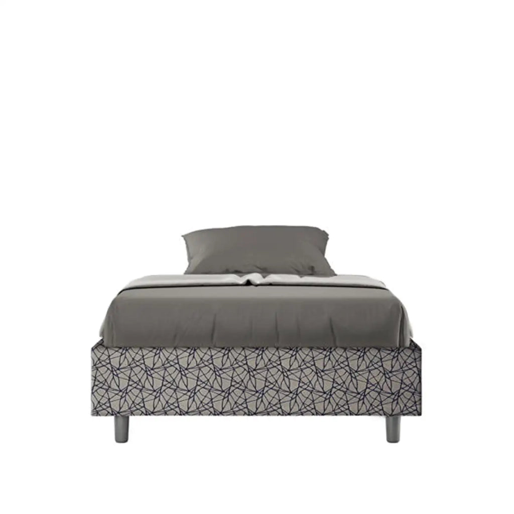 Letto una piazza e mezza con rete imbottito 120x210 tessuto Era 9 blu Azelia