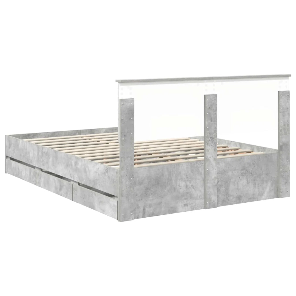Struttura del letto con cassetto Grigio cemento 140 x 190 cm 3407980