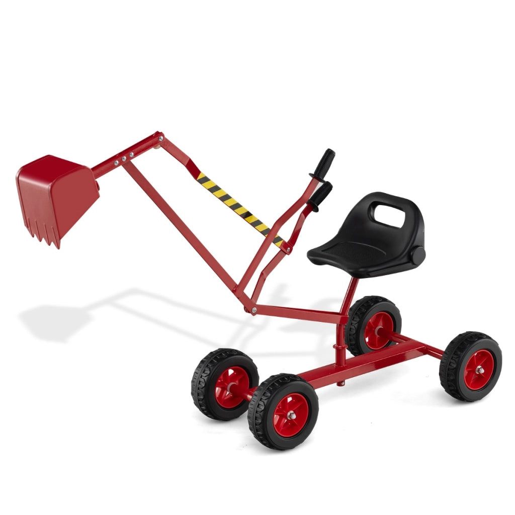 Escavatore per sabbiera con comandi a 2 mani e pala flessibile, Escavatore per bambini schienale ergonomico Rosso