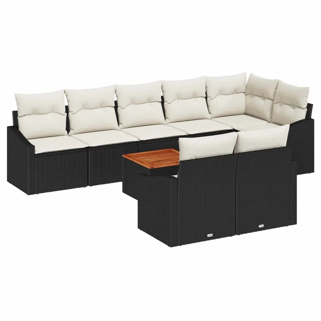 Set Divano da Giardino con cuscino 9 pcs Nero polyrattan 3347845
