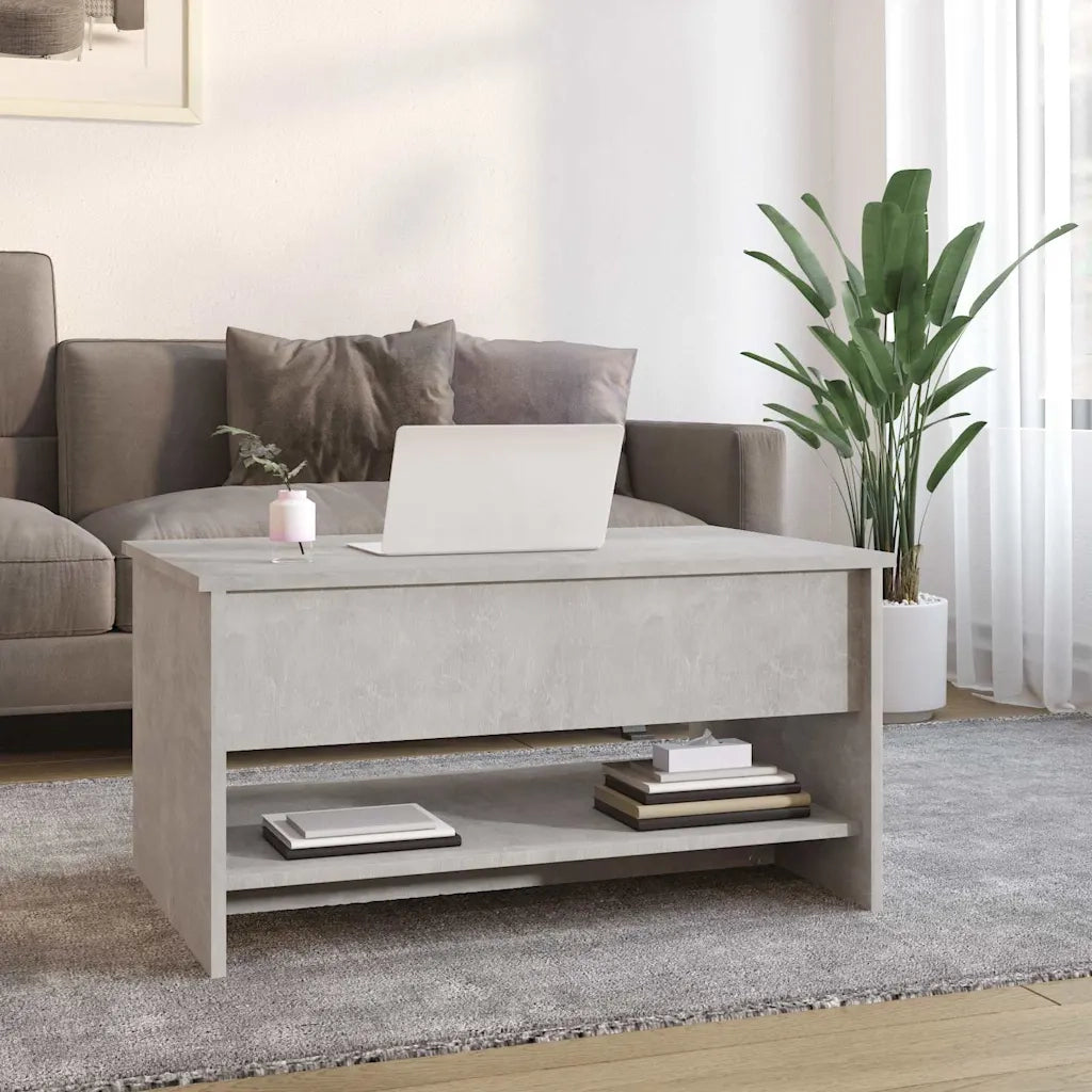 Tavolino da Salotto-Tavolino da soggiorno-Tavolo Grigio Cemento 80x50x40cm Legno Multistrato 854535