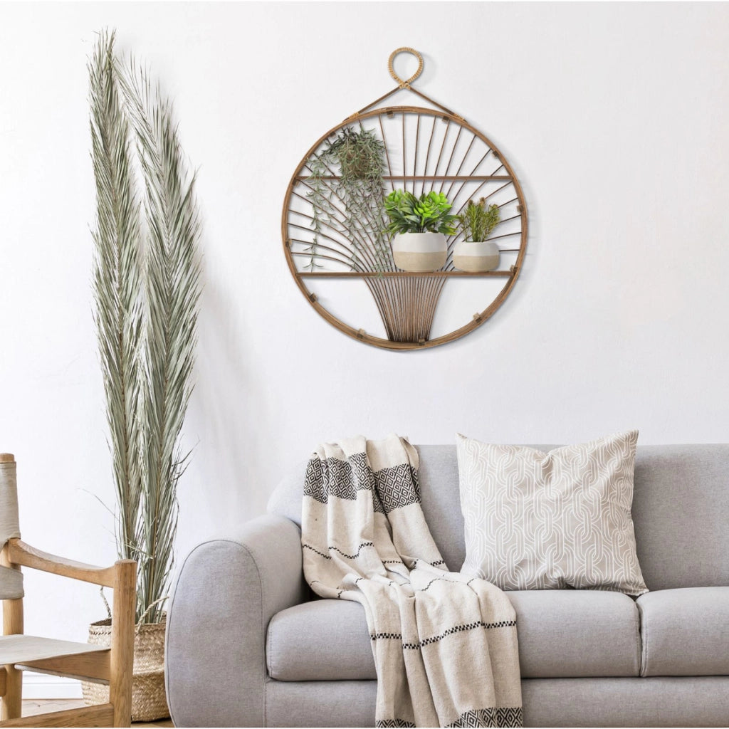 Bacheca Fuji in rattan naturale da parete — 60,5x10,5x76 cm