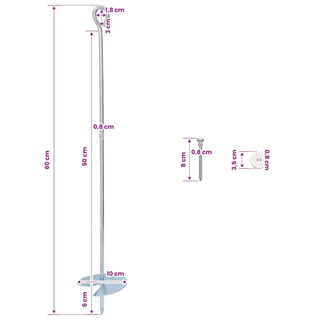 Ancora per Terra 10 pcs Argento Ø10 x 60 cm 42042364