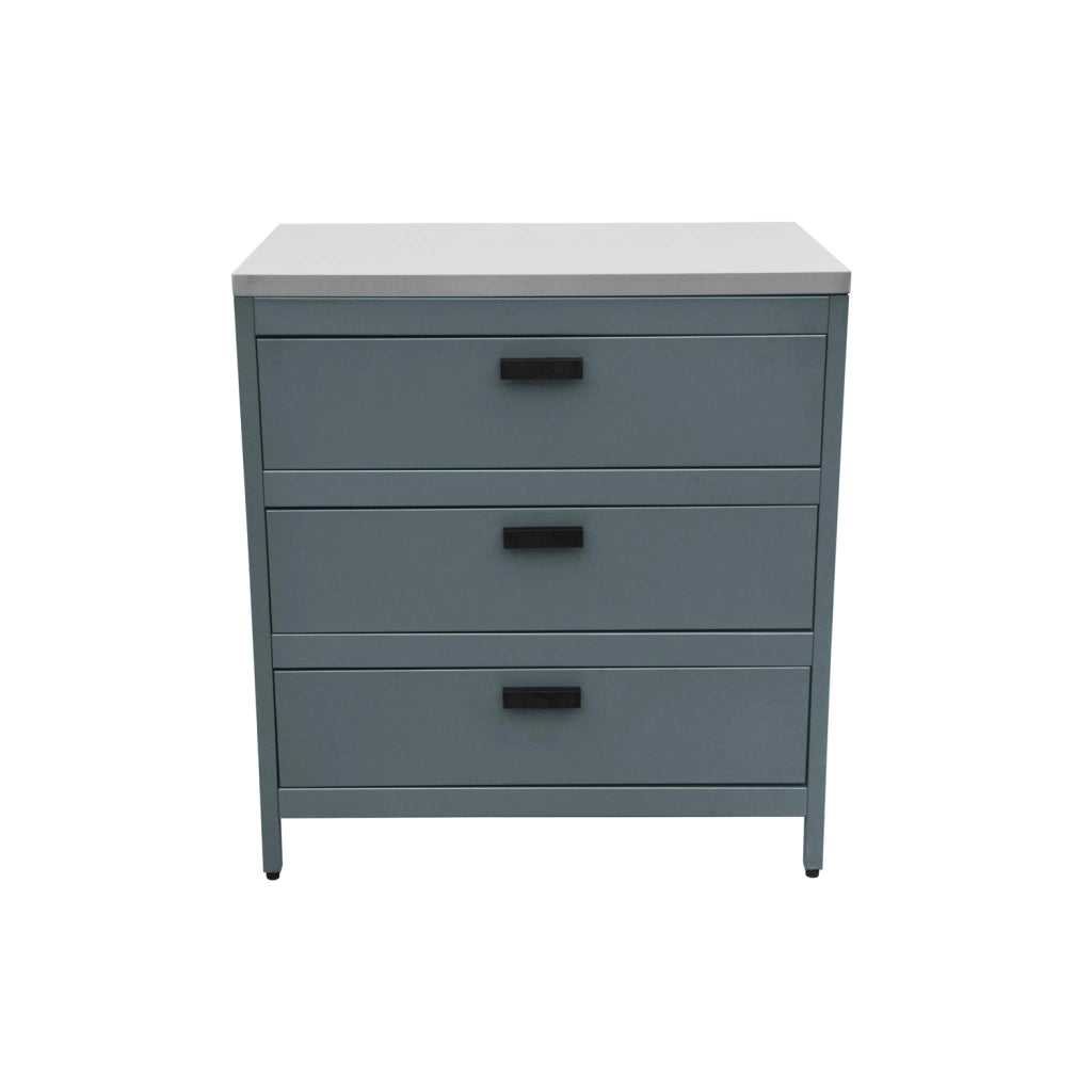 Mobile da esterno in acciaio con 3 cassetti, 80cm, blu grigio