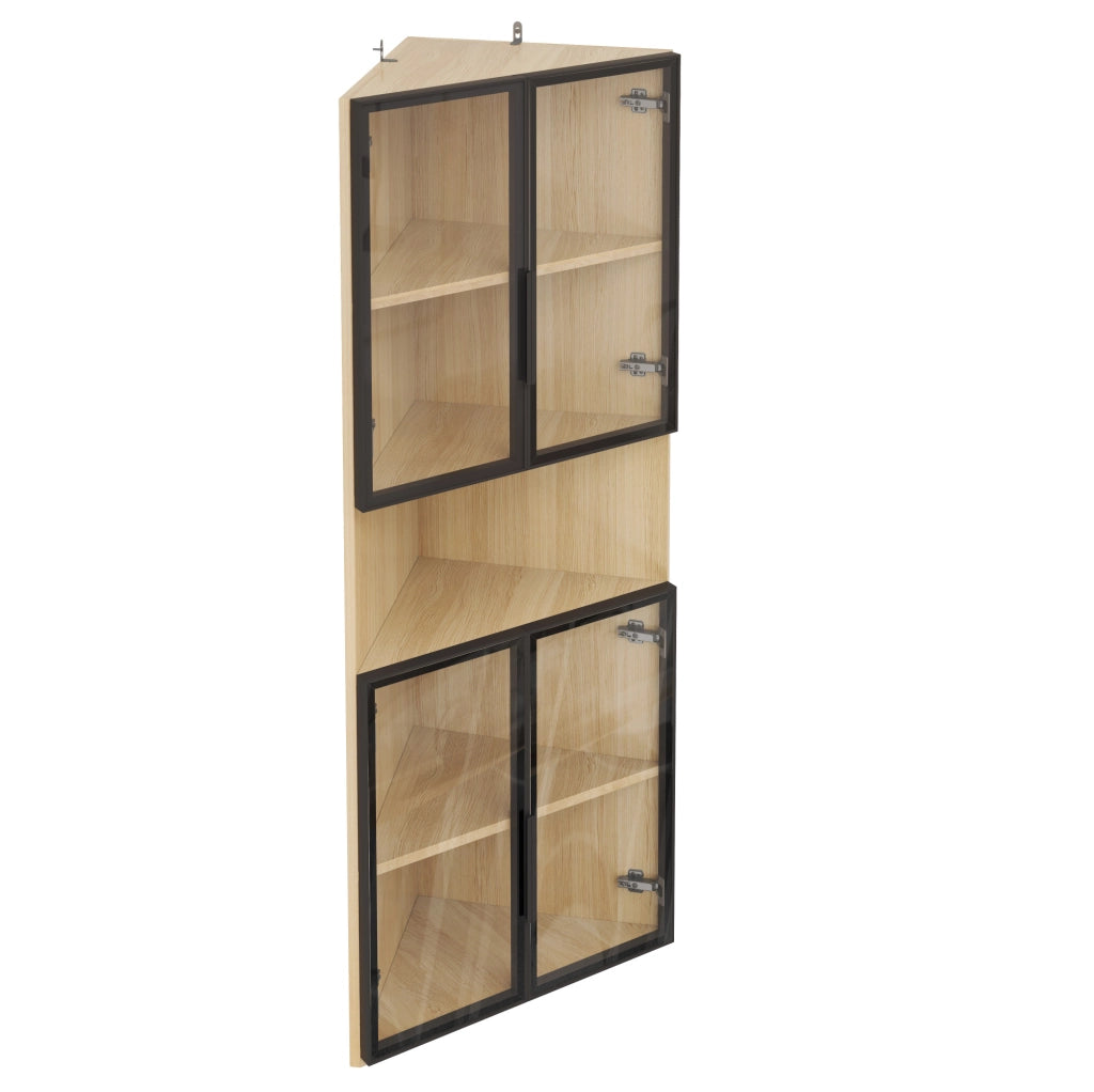 Vetrina angolare con illuminazione LED e chiusura soft-close in MDF rovere