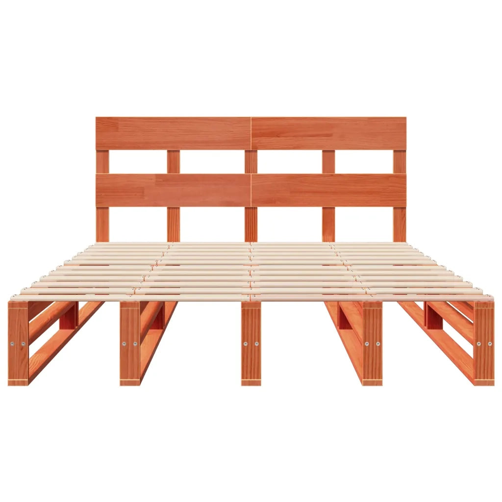 Letto senza Materasso Marrone Cera 160x200 cm in Legno di Pino