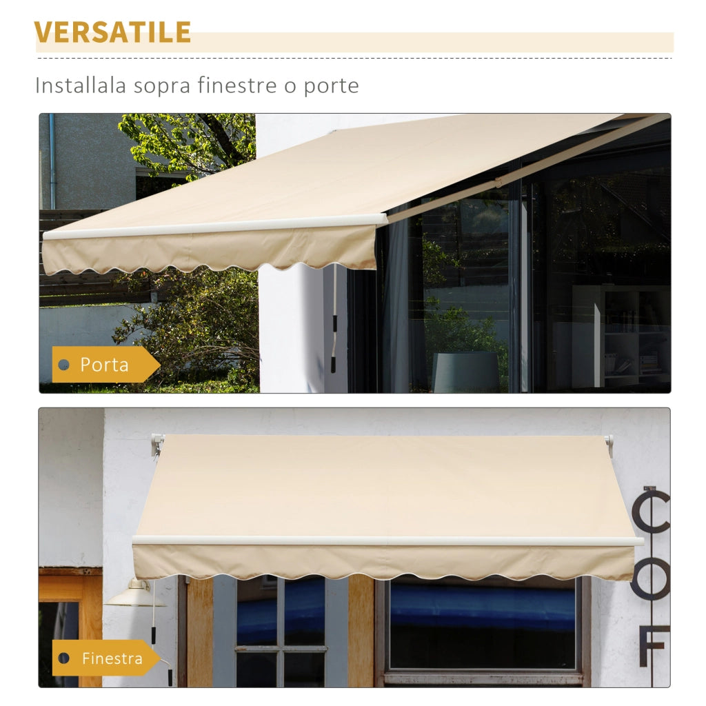 Tenda da Sole Avvolgibile ¨C zephmum ¨C Alluminio Poliestere Beige 3x2.5m
