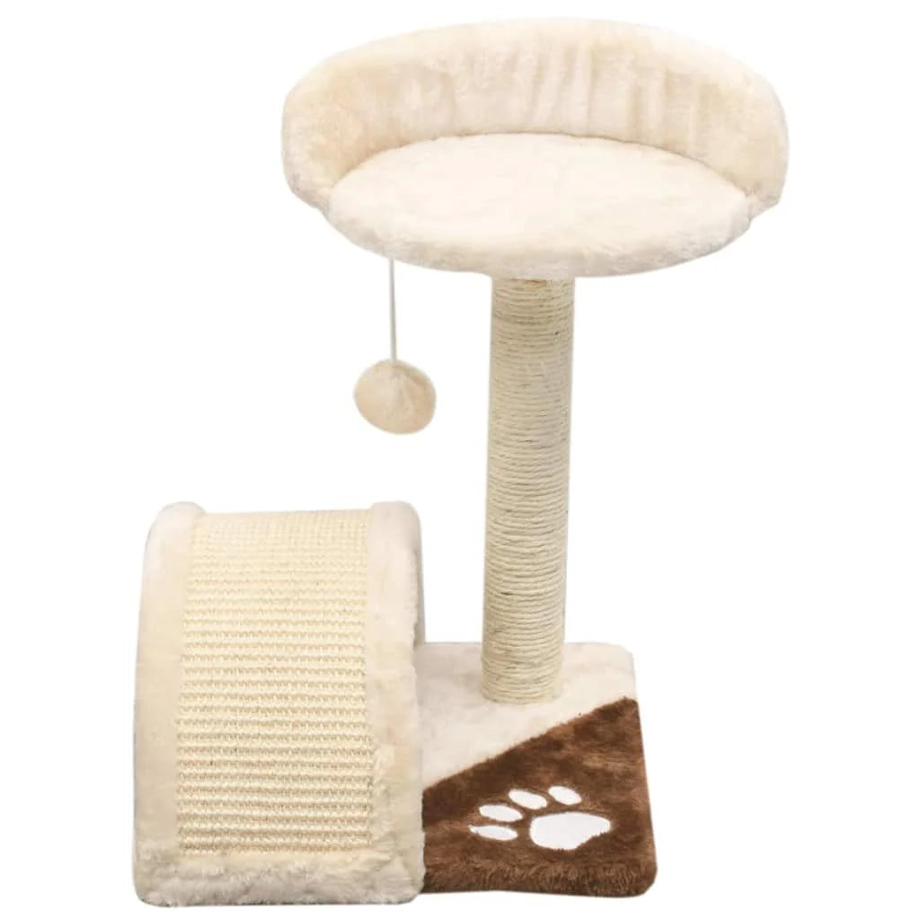 Tiragraffi albero per gatti cuccia per gatti peluche in sisal 40 cm beige e marrone 3702226