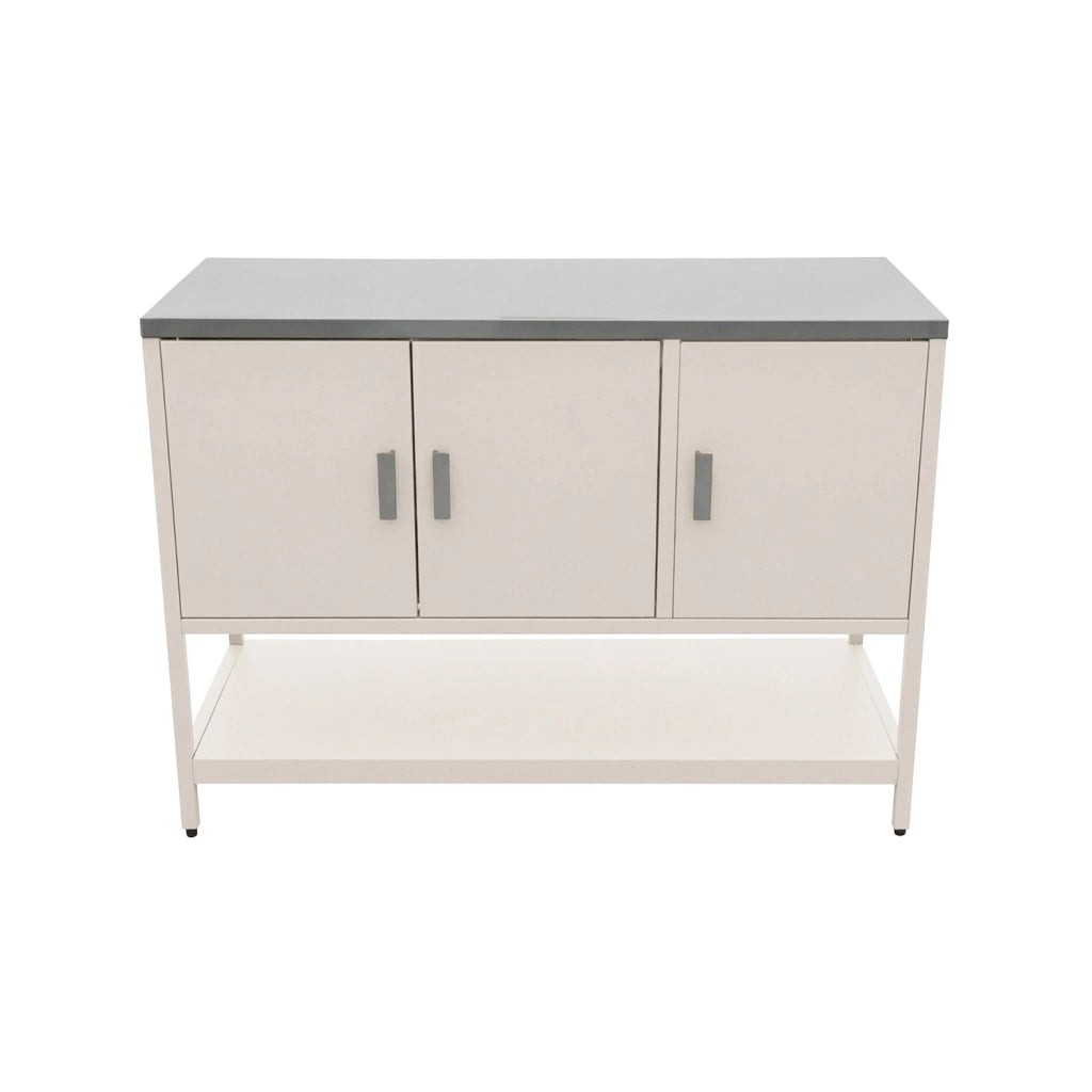 Mobile da esterno in acciaio 3 ante e 1 ripiano, 120cm, beige