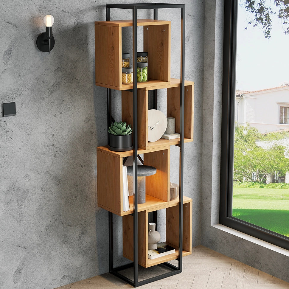 Scaffale Libreria Aperto 4 Ripiani in Metallo e MDF ¨C Xylo ¨C 59x30x180 cm