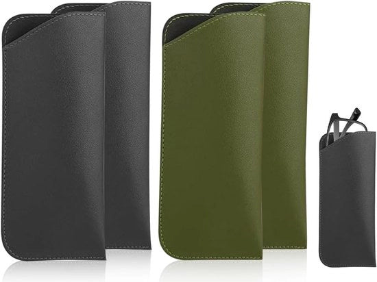 Kit di protezione per occhiali - 4 pezzi - Nero e Verde - Pelle PU