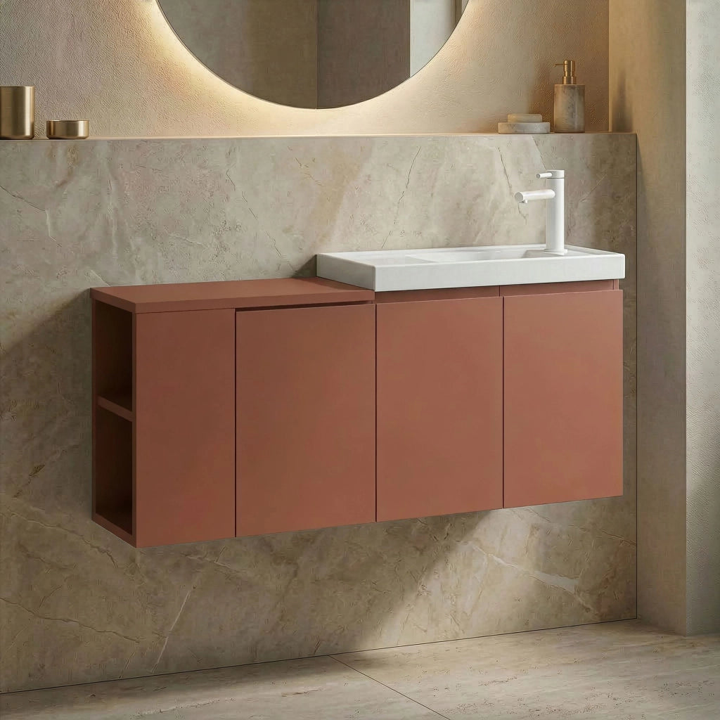 Mobile lavabo "Ferla 110" - 110 x 22 x 45 cm - Cinnamon opaco