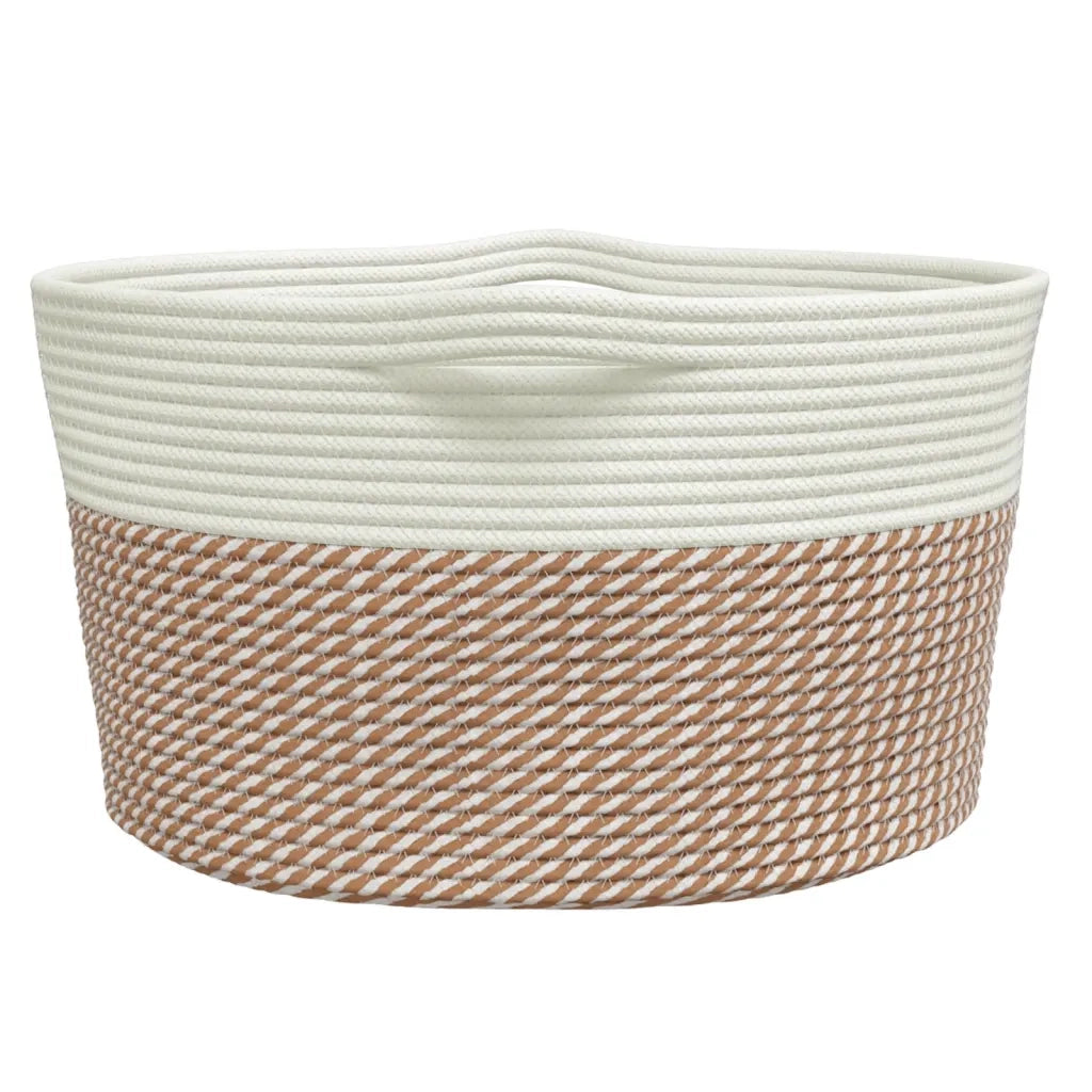 Cestino Portaoggetti Marrone e Bianco ?40x25 cm in Cotone CFW9825136