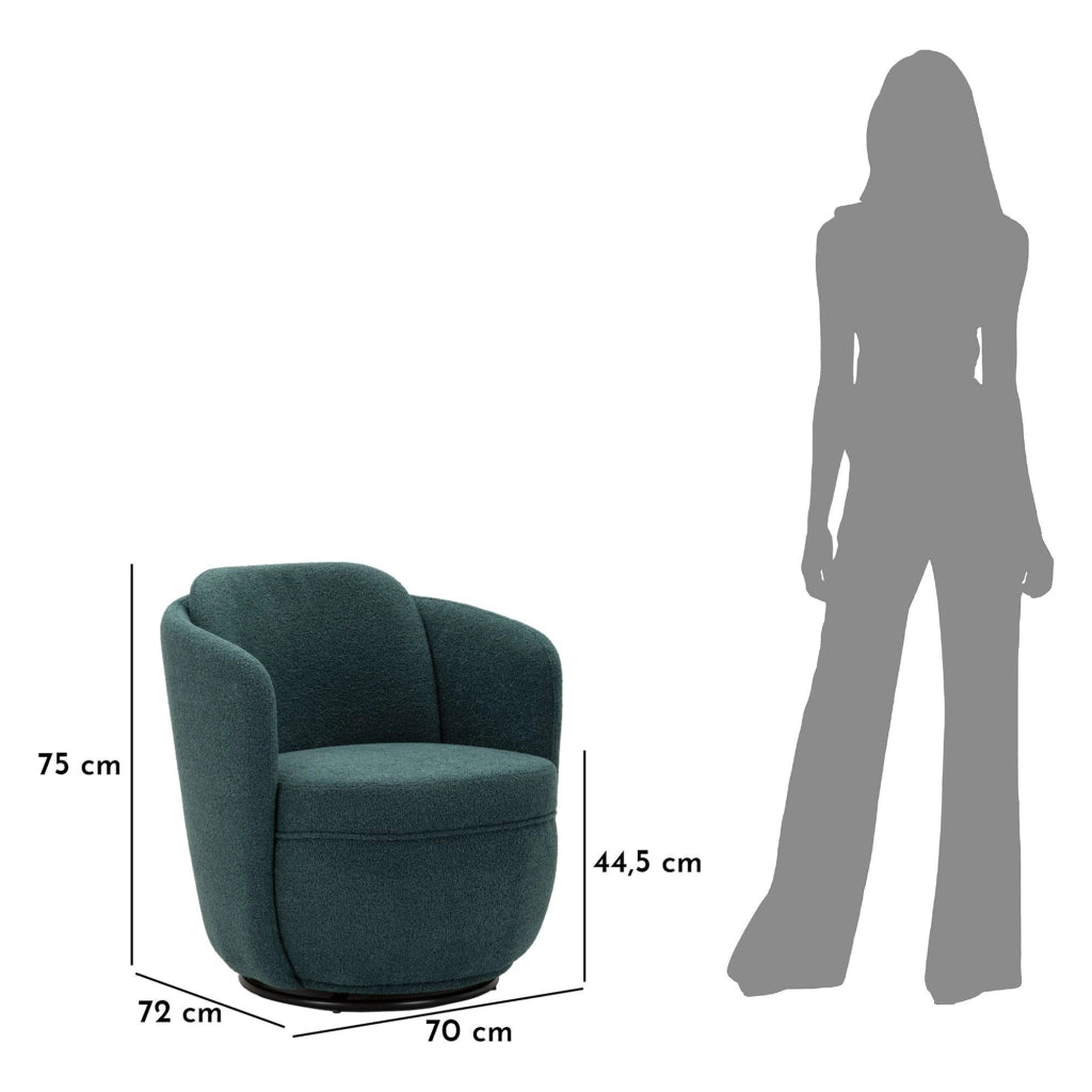 Poltroncina Morond, Poltrona Base Girevole, 70x72x75h cm Verde Ottanio