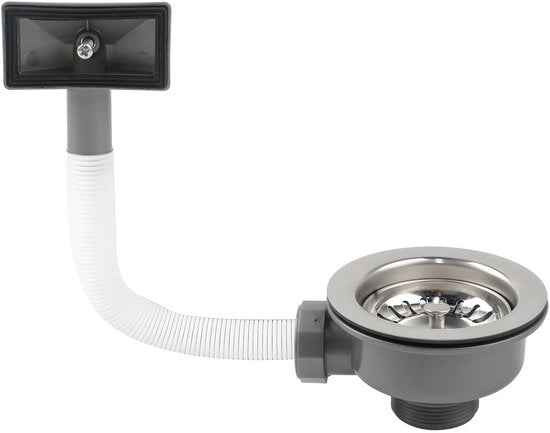 Afvoergarnituur 114 mm - Sifon per Spout per Lavandino - Zeefmand - In Acciaio Inossidabile - Rimovibile - Duraturo e Resistente alla Corrosione - Gootsteengarnituur