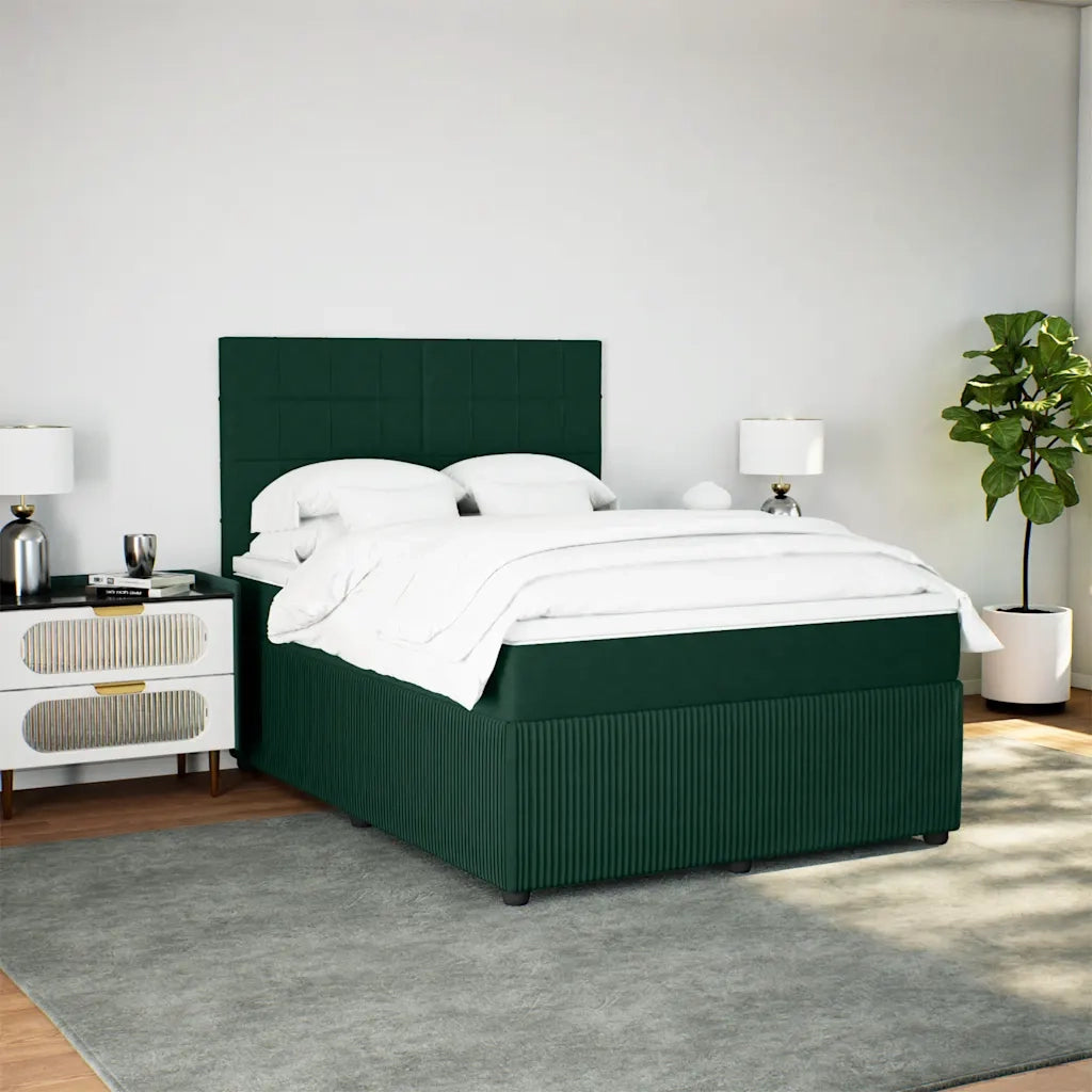 Giroletto a Molle con Materasso Verde Scuro 140x190 cm Velluto 3292337