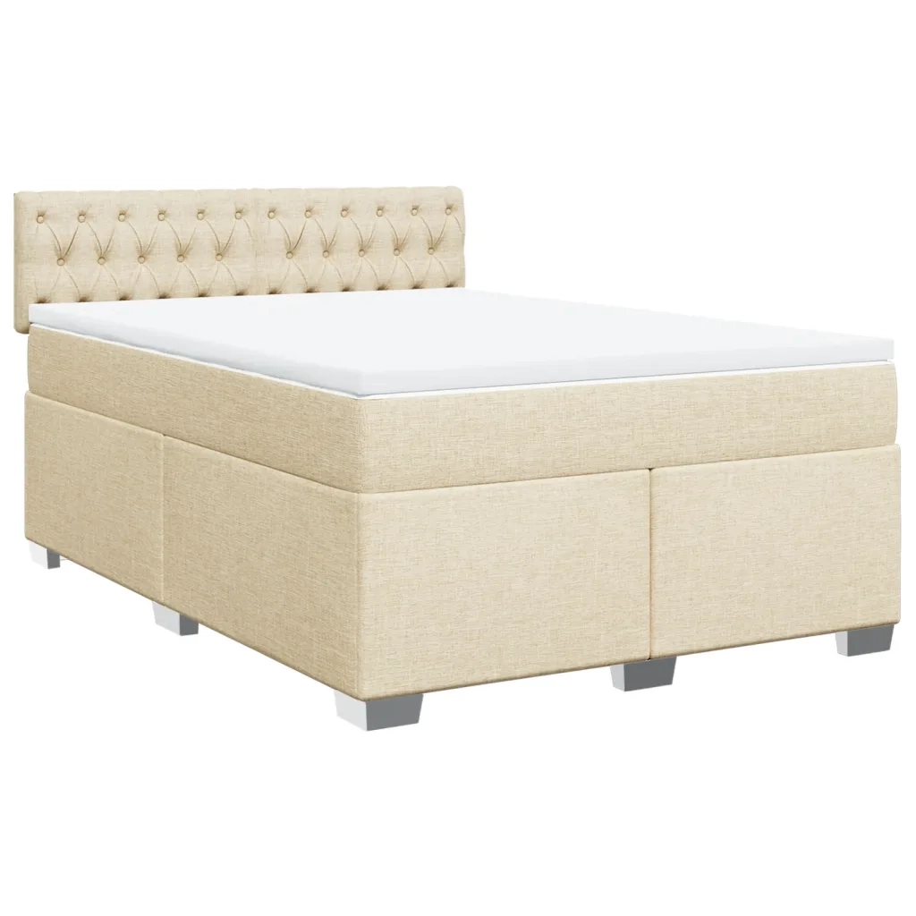 Giroletto a Molle con Materasso Crema 140x200 cm in Tessuto