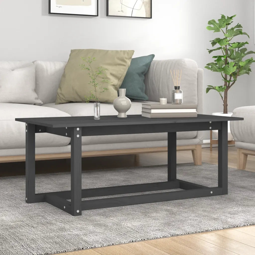 Tavolino da Salotto-Tavolino da soggiorno Grigio 110x55x45 cm Legno Massello di Pino 768355