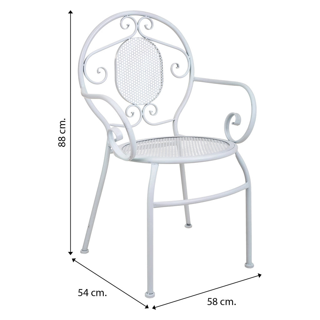 Poltrona in ferro battuto bianco 58x54x88h