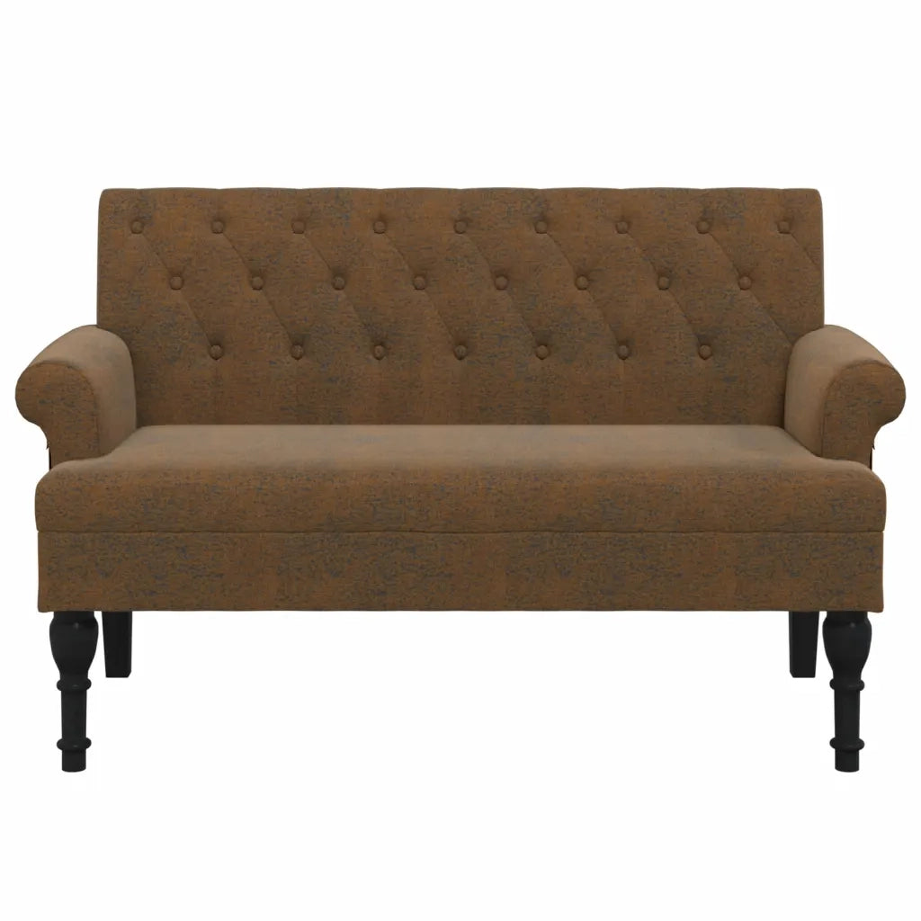 Panca con Schienale-Divano Sedia Marrone 120x62x75,5 cm in Scamosciato