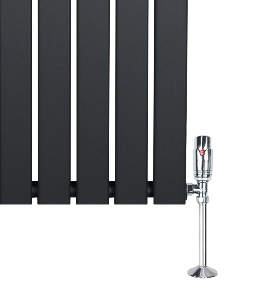 Radiatore Orizzontale 600 x 1400 mm con Valvole TRV Grigio Antracite