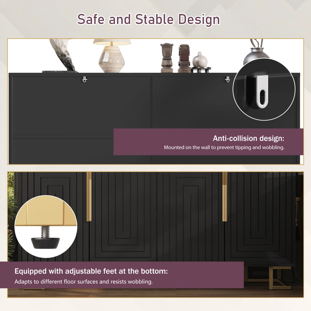 SIDEBOARD 152x40x75 cm Nero in MDF con 2 ante