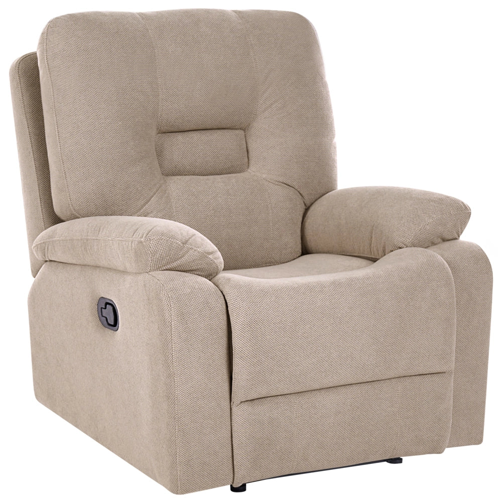 Set da salotto poltrona a 2 posti tortora beige reclinabile con schienale e poggiapiedi regolabili manualmente
