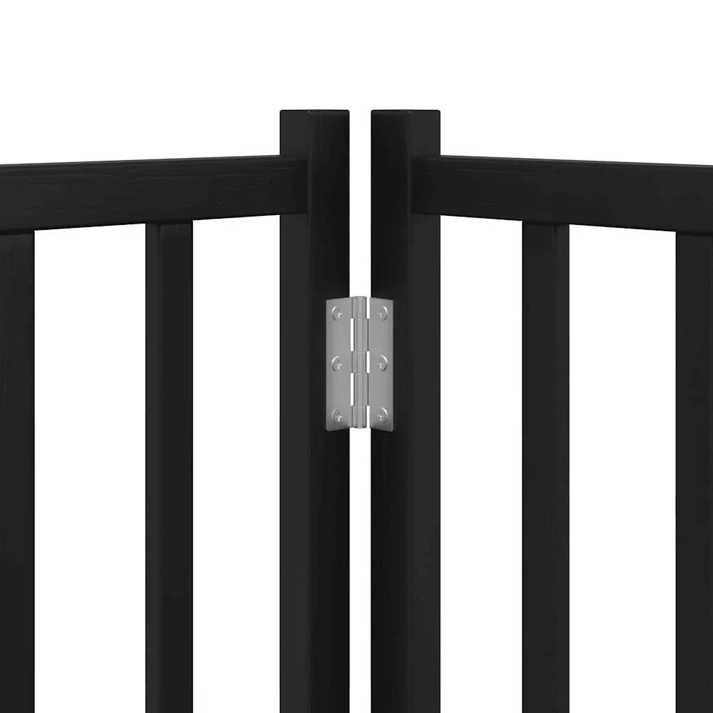 Cancelletto di sicurezza per animali domestici porta pieghevole 9 pannelli legno di pioppo nero 02_0023281