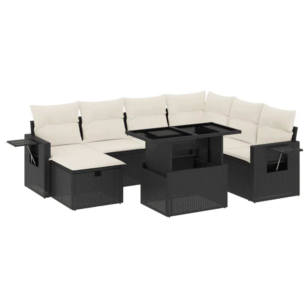Set Divani da Giardino con Cuscini 8 pz Nero in Polyrattan