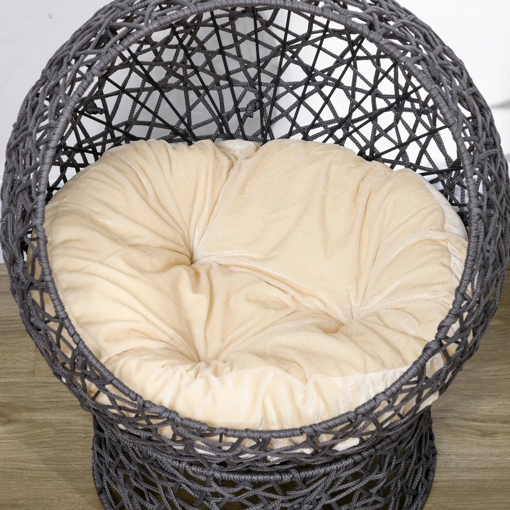 Casetta per gatti con cuscino ¨C zephmum ¨C crema e marrone 50x50x60