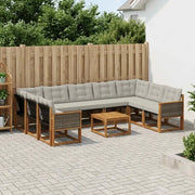 Set di divani da esterno 10 pcs Naturale e Grigio chiaro 3382219