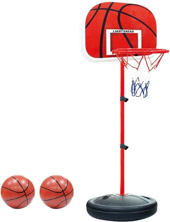 Palo da Basket per Esterno - Anello da Basket con Standard - Palo da Basket per Bambini - Palo da Basket Regolabile - 63 a 140cm