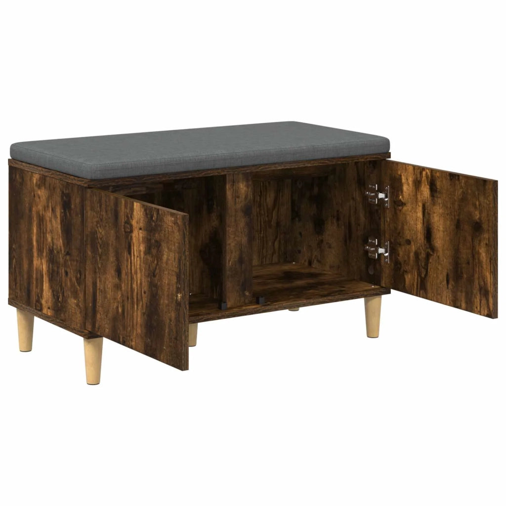 Panca per ingresso con cuscino-Sgabello-Panca da Corridoio Rovere fum¨¦ 60 x 38 x 46 cm 187677