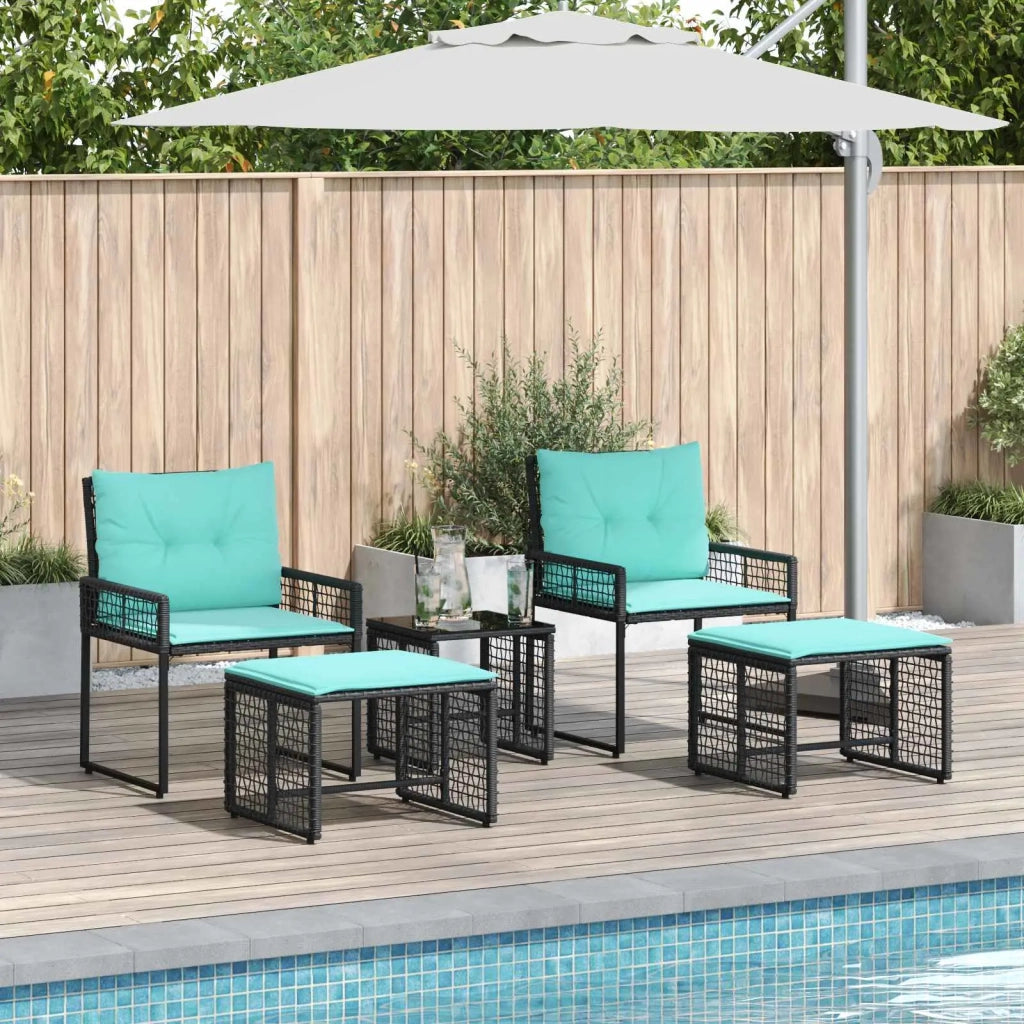 Set di Mobili da Esterno con cuscino 5 pcs Nero e Turchese 42025173