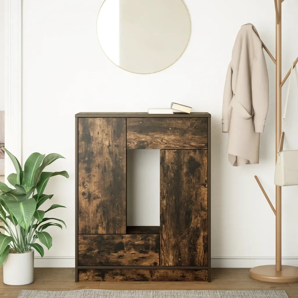 Credenza con Cassetti e Ante-Buffet-Armadio da cucina Rovere Fumo 73x31x90 cm